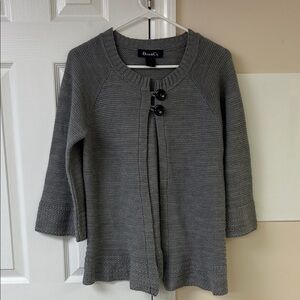 Denim&Co Slate Gray Two-Button Open Cardigan